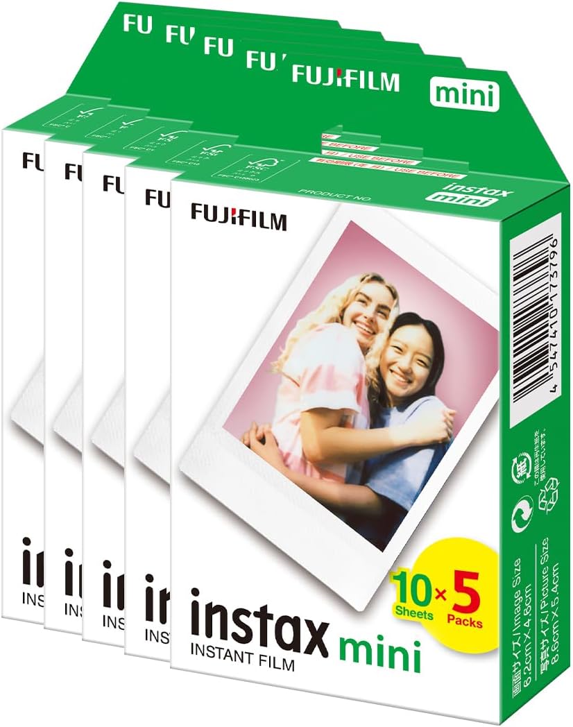Fujifilm Instax Mini Instant Film – 50 Sheets White (50 Sheets)