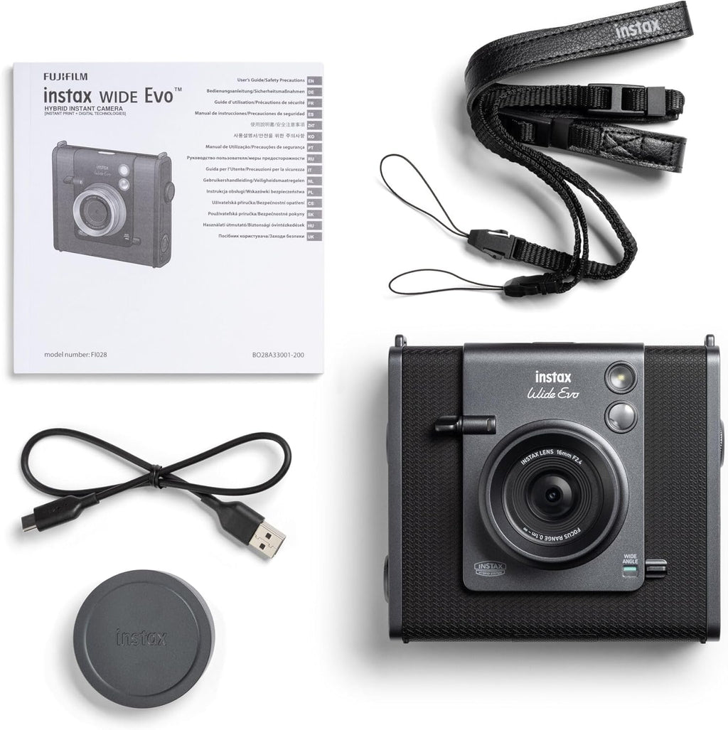 Instax Wide Evo Black Hybrid Digital - Instant Film Camera