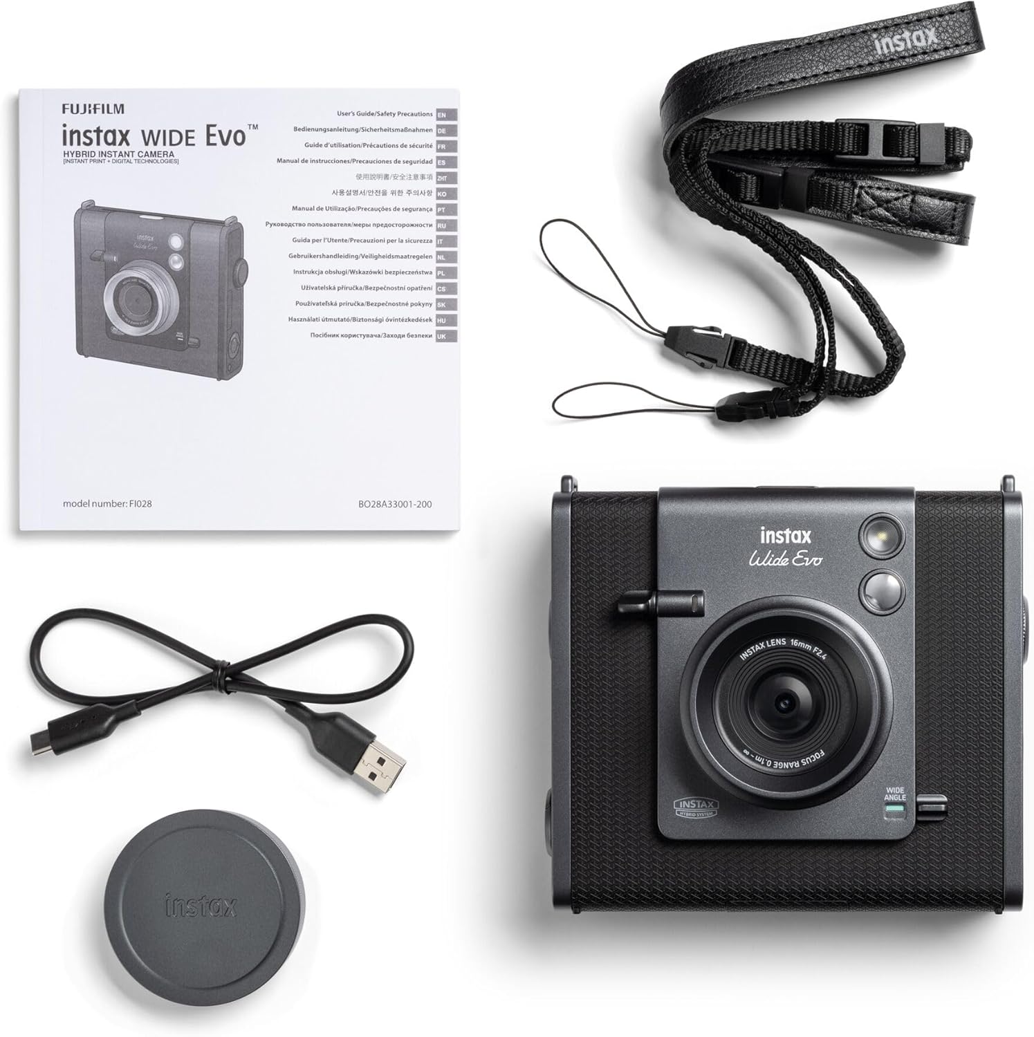 Instax Wide Evo Black Hybrid Digital - Instant Film Camera